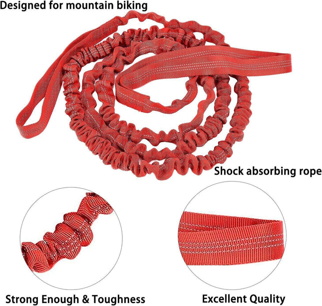 Blue Bike Shock Absorbing Tow Rope with Storage Bag (8 to 15 FT) - Durable Nylon Uphill Bungee Strap for Outdoor Family & Newbie Cycling Adventures